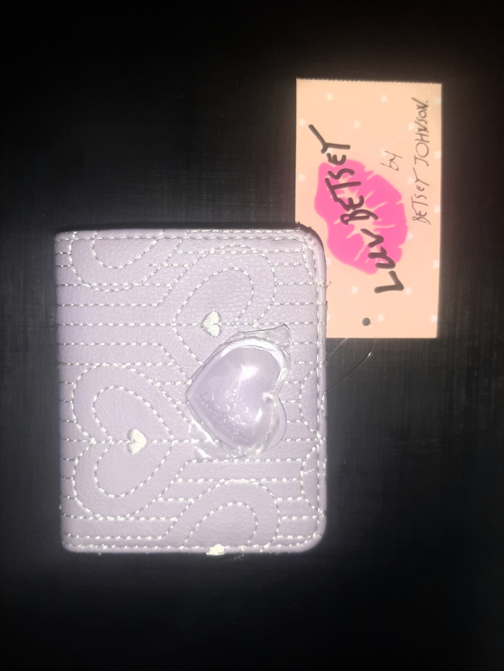 Betsey Johnson Luv Betsey Lilac Quilted Heart Wallet